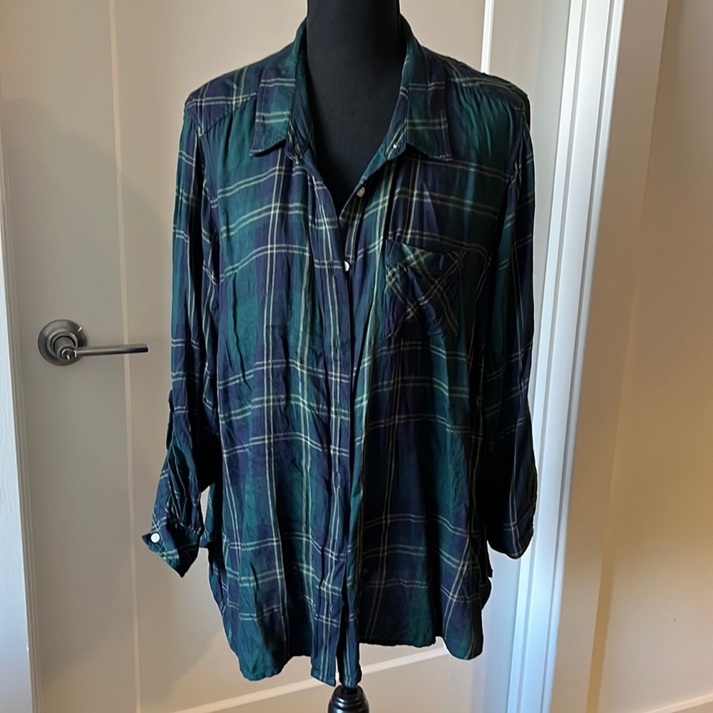 Green Plaid Button Down Long Sleeve